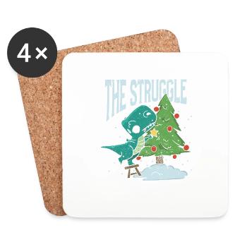 The Battle Funny Dinosaur Christmas Tree Rex Xma - Coasters (set of 4) - white - Front