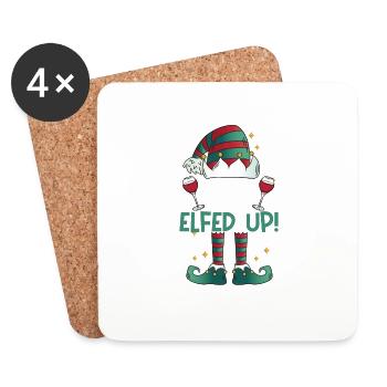 Let's Get Elfed Up Funny Drinking Christmas Elf - Coasters (set of 4) - white - Front