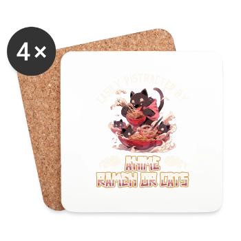 Easily distracted by Anime Ramen or Cats - Untersetzer (4er-Set) - Weiß - Vorne
