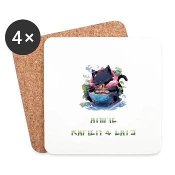 Juste une fille qui aime les ramen d’anime et les chats - Dessous de verre (lot de 4) - blanc - Devant