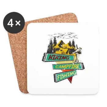 Hiking Campfire Fishing - Untersetzer (4er-Set) - Weiß - Vorne