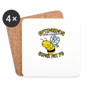 OPTIMISMUS HEIßT UMGEKEHRT SUMSI MIT PO - - Coasters (set of 4) - white - Front