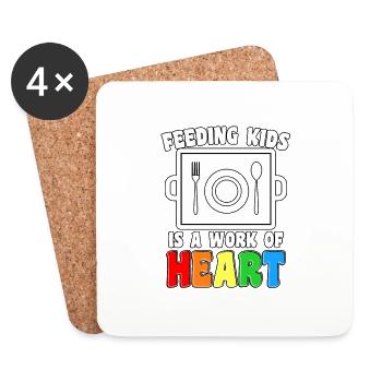 Feeding Kids Is A Work Of Heart For Lunch Ladies - Coasters (set of 4) - white - Front