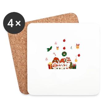 Cute Elves Winter Christmas Three Norse - Coasters (set of 4) - white - Front