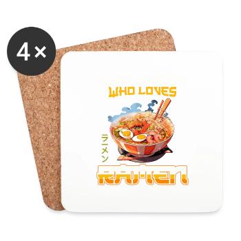 Juste un garçon qui aime les nouilles ramen - Dessous de verre (lot de 4) - blanc - Devant
