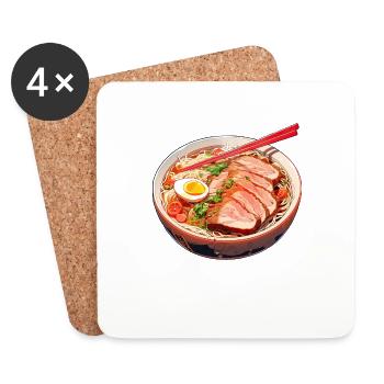 Anime Ramen Nudeln - Untersetzer (4er-Set) - Weiß - Vorne