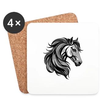 Pferd Portrait - Untersetzer (4er-Set) - Weiß - Vorne