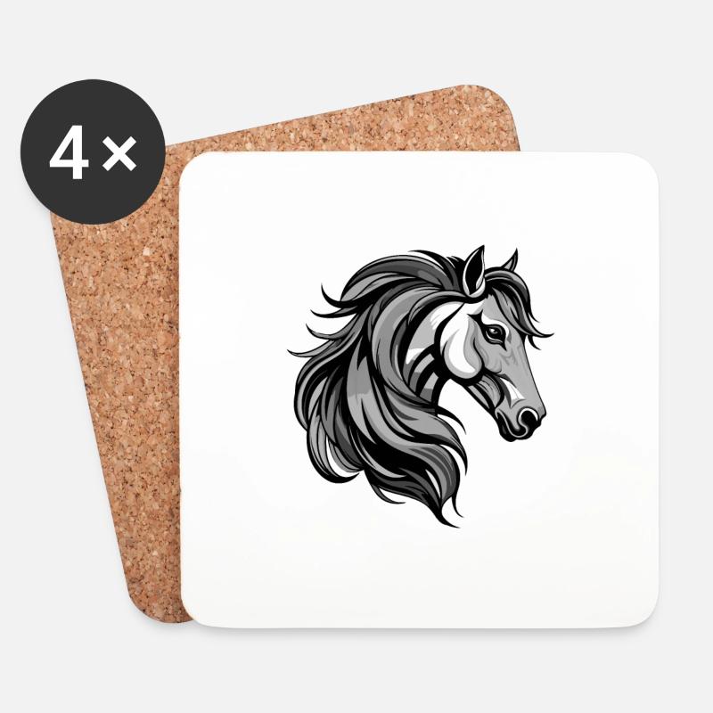 Pferd Portrait - Untersetzer (4er-Set) - Weiß