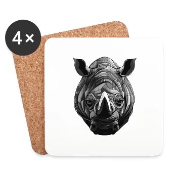 Nashorn Portrait - Untersetzer (4er-Set) - Weiß - Vorne
