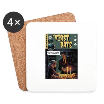 Retro Horror Comic - Das erste Date - Untersetzer (4er-Set) - Weiß - Vorne