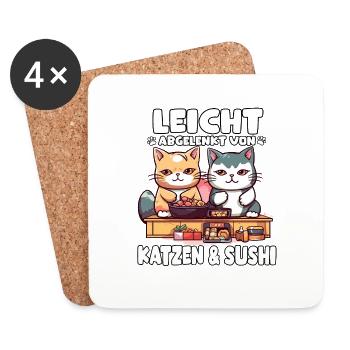 Sushi Katze Süße Katzen für den Sushi Abend - Untersetzer (4er-Set) - Weiß - Vorne