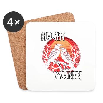 Valhalla | Viking Warrior T-Shirt | Odin's Ravens - Coasters (set of 4) - white - Front