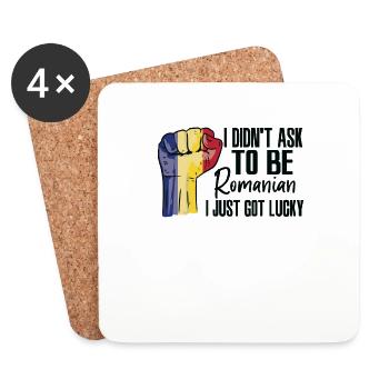 Romanian Pride Romania Flag Grown Romanian Roots - Coasters (set of 4) - white - Front