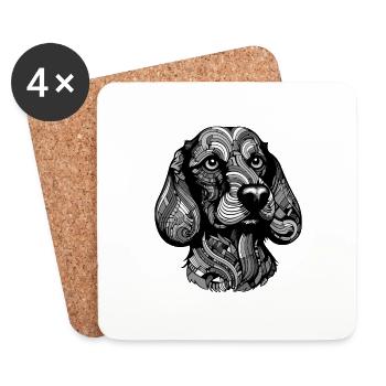 Dachshund Dog Portrait Dachshund - Coasters (set of 4) - white - Front