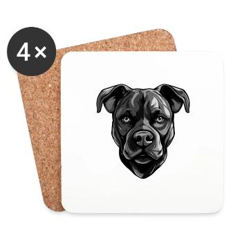 Staffordshire Bull Terrier Dog Portrait - Dessous de verre (lot de 4) - blanc - Devant