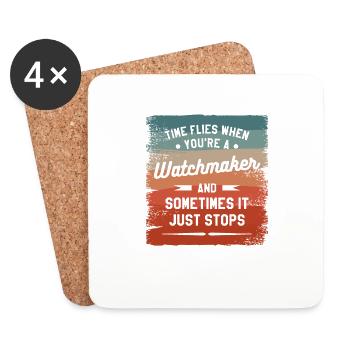 Time Flies When You're A Watchmaker And Sometimes - Coasters (set of 4) - white - Front