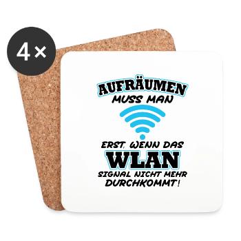 Aufräumen erst wenn das Wlan nicht mehr durchkommt - Untersetzer (4er-Set) - Weiß - Vorne