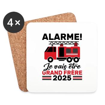Je vais être grand frère 2025 / Futur grand frère - Dessous de verre (lot de 4) - blanc - Devant