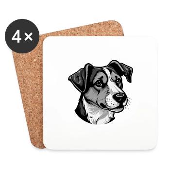 Jack Russel Terrier Hund Portrait - Untersetzer (4er-Set) - Weiß - Vorne