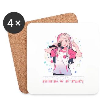 Anime and K-Pop Korean Pop Music Kpop - Coasters (set of 4) - white - Front