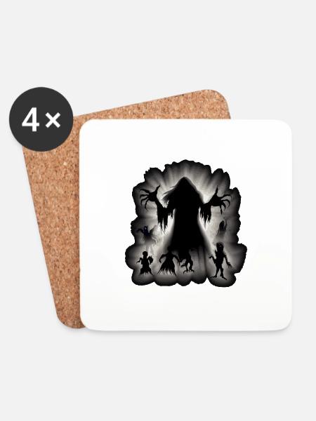 GRUSELIGE SCHATTENFIGUREN - Untersetzer (4er-Set) - Weiß