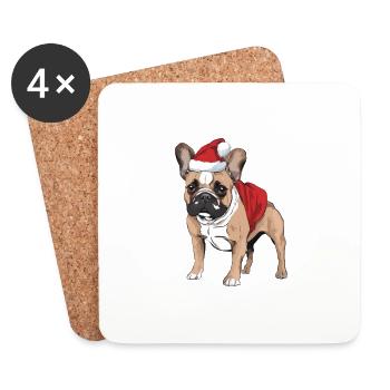 Noël bouledogue français - Dessous de verre (lot de 4) - blanc - Devant