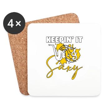 Keepin It Saxy pour saxophonistes Saxophonistes - Dessous de verre (lot de 4) - blanc - Devant
