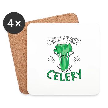 Celebrate Celery for Vegetarians And Vegans - Coasters (set of 4) - white - Front