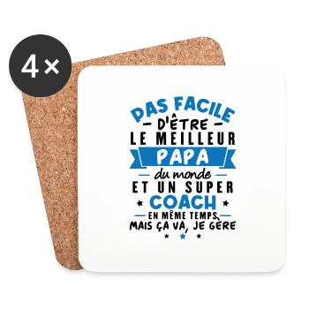 Papa et Coach - Dessous de verre (lot de 4) - blanc - Devant