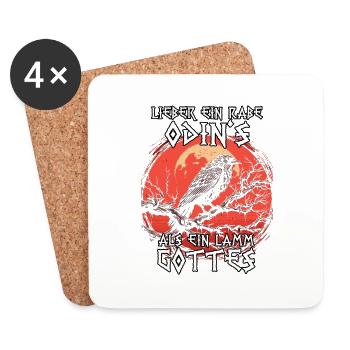 Légende Bloodraven | Cadeau Viking | Corbeau d’Odin - Dessous de verre (lot de 4) - blanc - Devant
