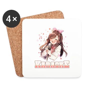 Filles Manga Anime Karaoké - Dessous de verre (lot de 4) - blanc - Devant