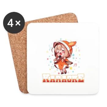 Facilement distrait par le karaoké - Dessous de verre (lot de 4) - blanc - Devant