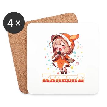 Filles Manga Anime Karaoké - Dessous de verre (lot de 4) - blanc - Devant