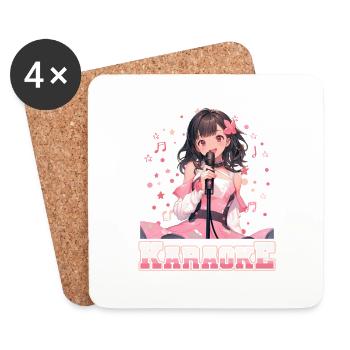 Filles Manga Anime Karaoké - Dessous de verre (lot de 4) - blanc - Devant