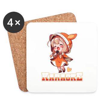 Filles Manga Anime Karaoké - Dessous de verre (lot de 4) - blanc - Devant