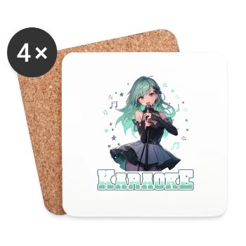 Filles Manga Anime Karaoké - Dessous de verre (lot de 4) - blanc - Devant