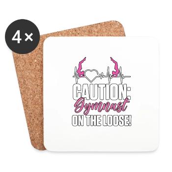 Caution Gymnast On The Loose! Gymnastics Turner - Coasters (set of 4) - white - Front