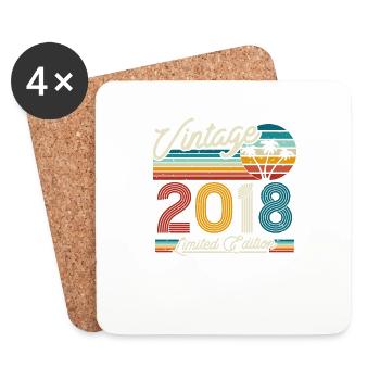 Vintage Geburtstagsgeschenk 2018, 5/6 Jahre - Untersetzer (4er-Set) - Weiß - Vorne