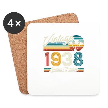 Vintage Birthday Gift 1938 - 85/86 years - Coasters (set of 4) - white - Front