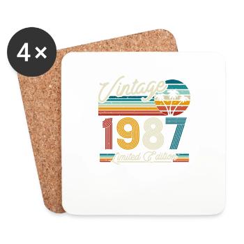 Millésime 1987 Cadeau 36/37 Anniversaire - Dessous de verre (lot de 4) - blanc - Devant