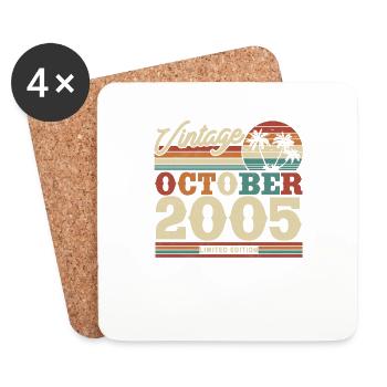 Cadeau d’anniversaire vintage Octobre 2005 - Dessous de verre (lot de 4) - blanc - Devant