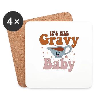 Retro Its All Gravy Baby Vintage Fall Thanksgiving - Coasters (set of 4) - white - Front