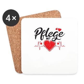 Pflege mit Herz - Gesundheit - Coasters (set of 4) - white - Front
