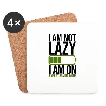 Lustiger Spruch Faulheit - Energy Saving Mode - Untersetzer (4er-Set) - Weiß - Vorne