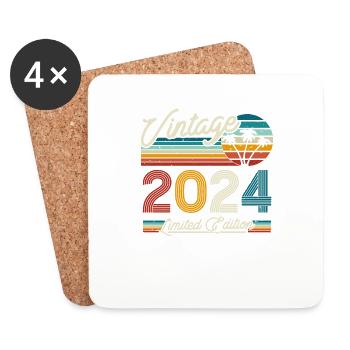 Cadeau d’anniversaire Millésime 2024 - Dessous de verre (lot de 4) - blanc - Devant