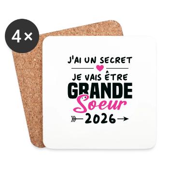 Je Vais être Grande Soeur 2026 - Dessous de verre (lot de 4) - blanc - Devant