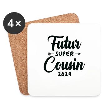 Futur super cousin 2024 - Dessous de verre (lot de 4) - blanc - Devant