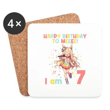 Anime Mandga K-Pop KPop Girl 7th Birthday - Coasters (set of 4) - white - Front