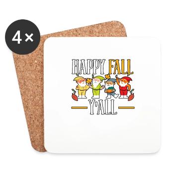 Happy Fall Y'all Dwarves Thanksgiving Autumn - Coasters (set of 4) - white - Front