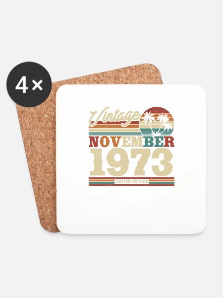 Vintage 1973 Geburtstagsgeschenk - Untersetzer (4er-Set) - Weiß